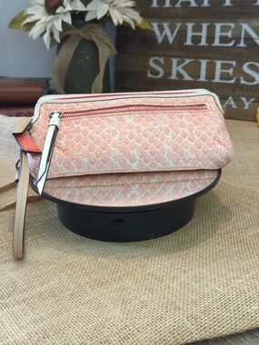 Coach Snakeskin Print Double Zip Wristlet